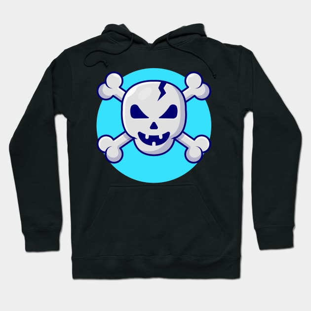 Skull And Crossbone Cartoon Vector Icon Illustration Hoodie by Catalyst Labs